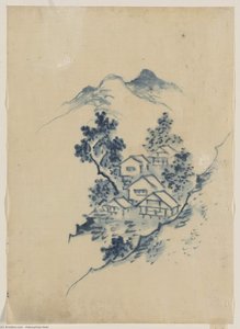 Edifici Immersi Tra Gli Alberi In Una Valle Montana — Katsushika Hokusai