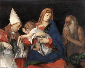 Madonna And Child With St Ignatius Of Antioch And St Onophrius — Lorenzo Lotto