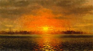 Sunset, New York Harbor — John George Brown