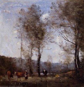 Ville D'avray, Hirte Auf Einer Lichtung Nahe Einem Teich — Jean-baptiste-camille Corot