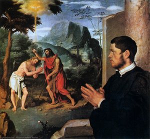The Baptism Of Christ With A Donor — Moroni, Giovanni Battista