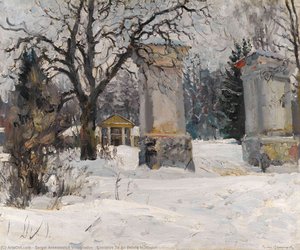 Entrance To An Estate In Winter — Sergey Arsenievich Vinogradov