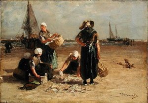 Fishwives On The Beach — Bernardus Johannes (bernard) Blommers