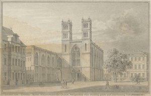 Berlino. Chiesa Di Friedrichswerder. Vista Prospettica Che Mostra Il Muro Del Timpano Affacciato Su Falkoniergasse — Karl Friedrich Schinkel