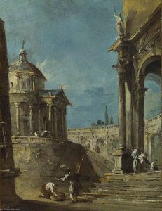 An Architectural Caprice With A Palladian Style Building — Francesco Lazzaro Guardi
