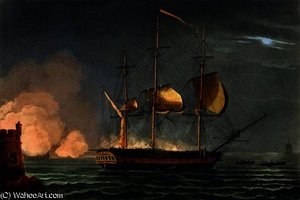 Cutting Out Of The Hermione From The Harbour — Thomas Whitcombe