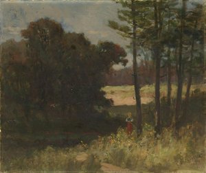 Untitled (landscape With Trees And Woman) — Edward Mitchell Bannister
