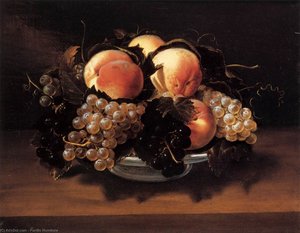 Maiolica Bowl With Peaches, Grapes, And Bees — Panfilo Nuvolone