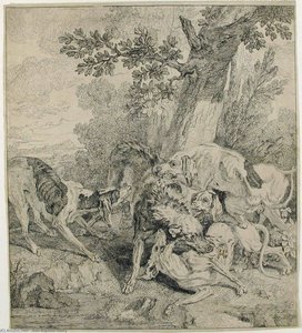 A Pack Of Dogs Attacking A Boar — Jean-baptiste Oudry