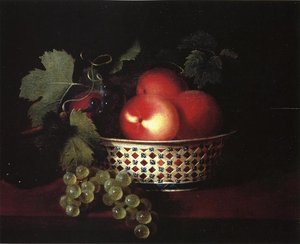 Peaches And Grapes In A Porcelain Bowl — Sarah Miriam Peale