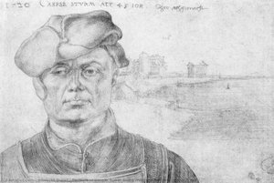 Ritratto Di Caspar Tower E Un Paesaggio Fluviale — Albrecht Dürer