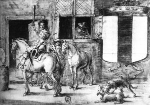 Soldiers With Horses Before A House — レオナールト・ブラメール
