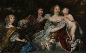 Portrait Of Albertine Agnes Of Nassau With Her Three Children — Abraham Lambertsz. Van Den Tempel