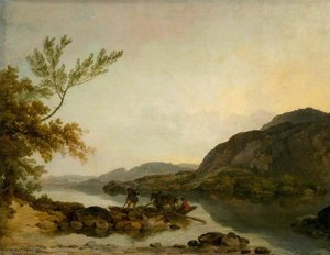 A River Scene With A Ferry — Philip James De Loutherbourg