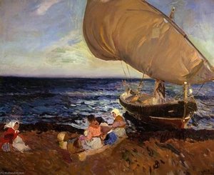 Waiting For The Catch, Valencia Beach — Joaquín Sorolla Y Bastida