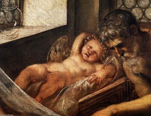 Wenus, Mars I Wulkan (szczegół) — Jacopo Tintoretto