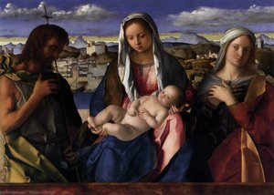 Madonna And Child With St John The Baptist And A Saint — Giovanni Bellini