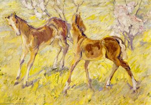 Foals At Pasture (también Conocida Como Leaping Foals) — Franz Marc