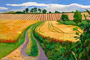 Path Through Wheat Field — David Hockney