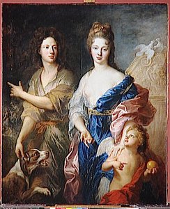 Double Portrait Allegorique Le Jugement De Paris Dit Autrefois Mademoiselle De Blois Et Le Comte De Toulouse En Vertumne Et Pomone — Jean François De Troy
