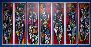 7 Virgins (delusional Dream) (septych) — Victor Ehikhamenor