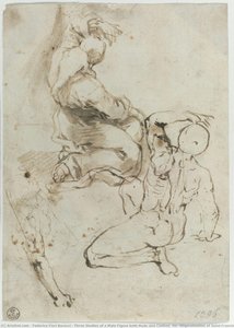 Tres Estudios De Una Figura Masculina, Tanto Desnuda Como Vestida (para “estigmatización De San Francisco”, Urbino, Galleria Nazionale Delle Marche) — Federico Fiori Barocci