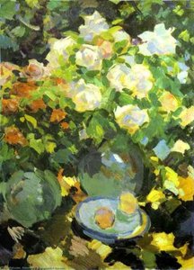 Roses In Blue Jugs — Konstantin Alexeievitch Korovin