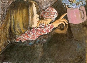 Helenka With A Vase And Flowers — Stanislaw Wyspianski