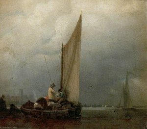 A River Scene With Barges — Sir Augustus Wall Callcott