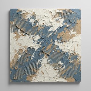 Fragmented Strata Of Slate Blue And Sand: A Monumental Study In Tactile Tension — David Moreau