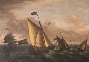 Dutch Ships In Choppy Seas — John Cleveley The Elder