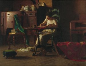 Woman Writting On A Table — Thomas Pollock Anshutz