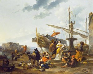 A Southern Harbour Scene — Nicolaes Pietersz Berchem
