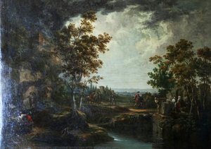 Wooded Landscape With Stream And Ruins — Martin Knoller