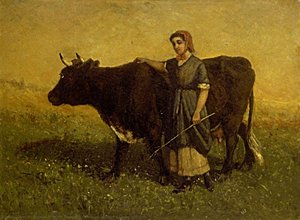 Untitled (woman Walking With Cow) — Edward Mitchell Bannister