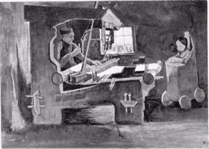 Weaver Facing Right, Interior With One Window And High Chair — Vincent Willem Van Gogh