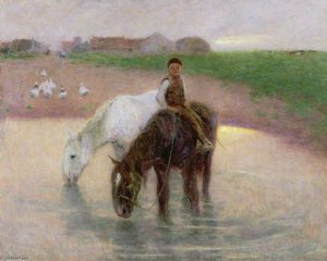 The Horse Pond — Edward William Stott