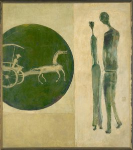 Untitled (two Standing Figures With Horse Carriage) — Yeh Chi-wei