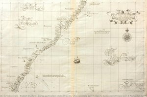Carta Particolare Della Brasilia, Che Comincia Con Il Capo S. Antonio Et Finisce Con Il Porto Del’spirito Sacnto — Robert Dudley