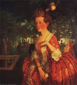 A Young Girl In A Red Dress (girl With A Letter) — Konstantin Andreevic Somov