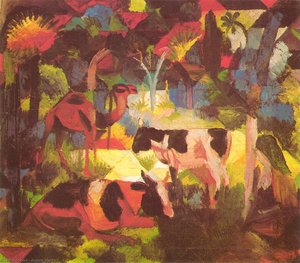 Landschaft Mit Kühen Und Kamel — August Macke