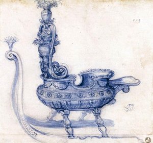 Schizzo Per Una Slitta A Forma Di Cesto Di Fiori — Giuseppe Arcimboldo