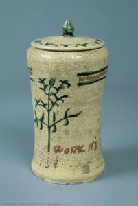 Title Name(japanese): 楽焼 草花模様蓋付壺 — Tomimoto Kenkichi