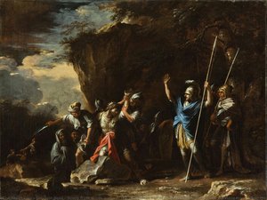 Scene From Greek History: The Deaf-mute Son Of King Croesus Prevents The Persians From Killing His Father — Salvator Rosa