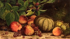 Still Life With Melon, Grapes, Peaches, Pears And Black Raspberries — William Mason Brown