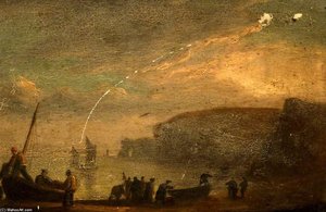 A Coastal Landscape With Fisherfolk On A Boat — Thomas Luny