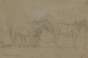 Horses Ploughing At Kempston Hardwicke — John Frederick Lewis