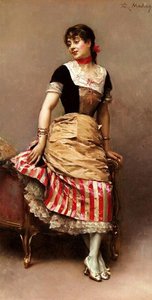 A Portrait Of Aline Masson Leaning On A Sofa — Raimundo De Madrazo Y Garreta