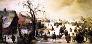 Winter Landscape With A Frozen Watercourse — Hendrick Avercamp