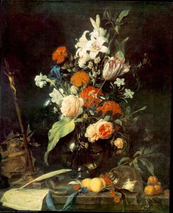 Flower Still-life With Crucifix And Skull — Jan Davidszoon De Heem Or Johannes De Heem Or Johannes Van Antwerpen Or Jan Davidsz De Hem